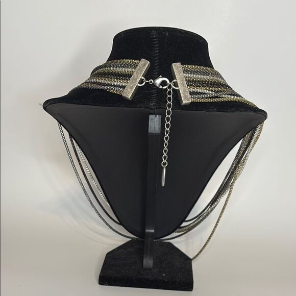 Signed Nicole Miller Multi-Strand Gold & Silver Tone Necklace 18” with 2” ext - Picture 3 of 5